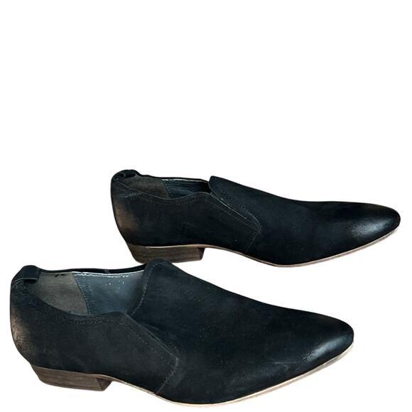 Seychelles Skein Loafer Shoes Women 9.5 Black Nubuck Leather Slip On Modern Boho - Picture 3 of 14